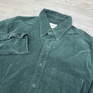 J Crew Oarsman Forest Green Corduroy Shirt Men's Sz L Outdoor Preppy
